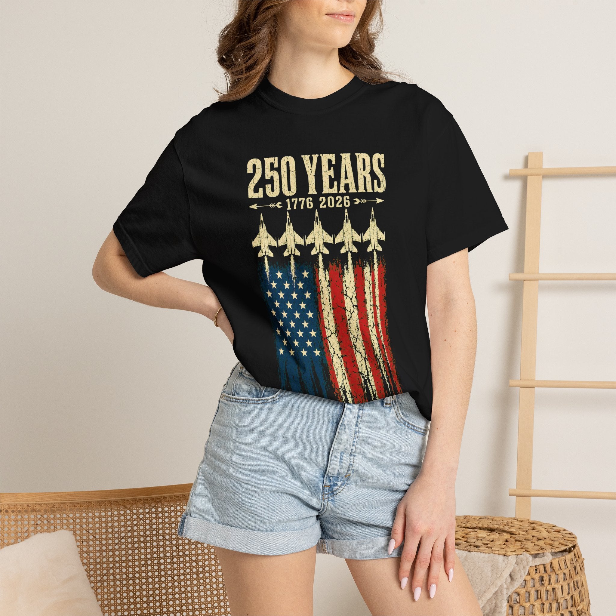 USA 250th Anniversary Patriotic Distressed Flag T-Shirt