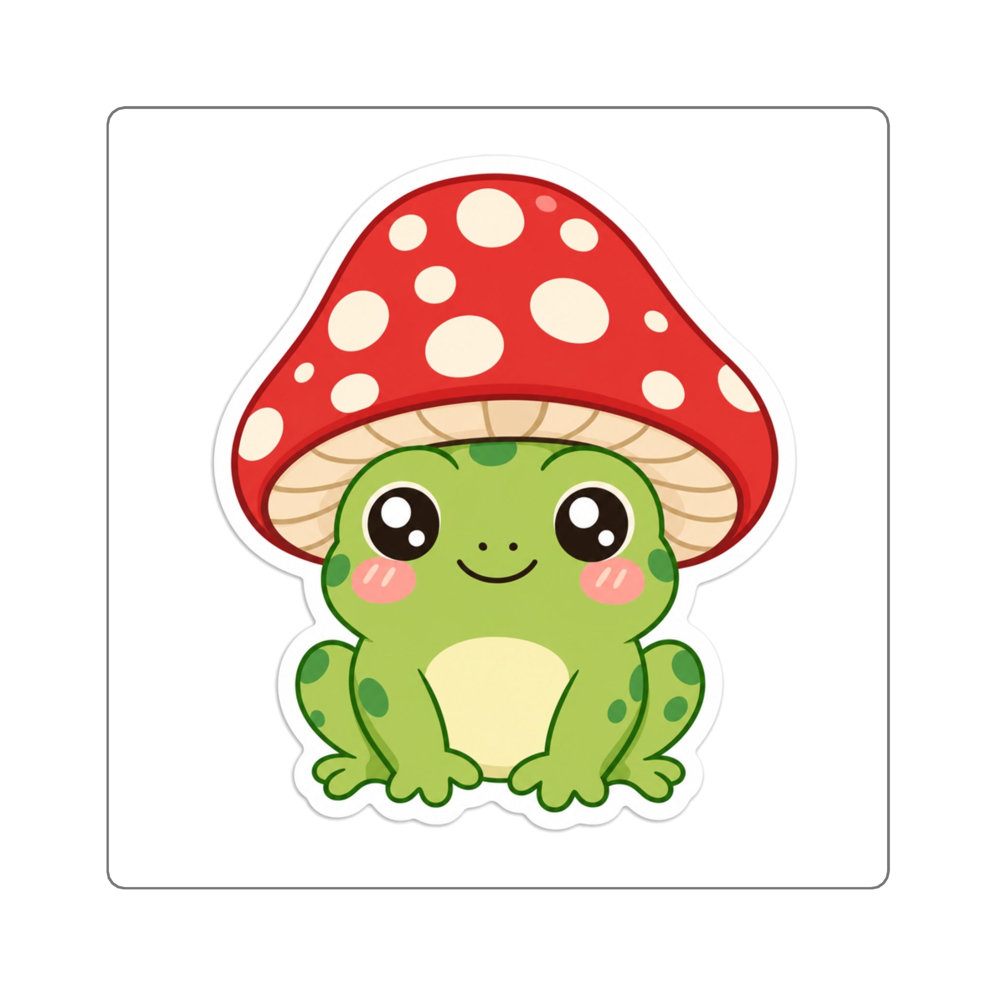 Kawaii Frog with Mushroom Hat Die-Cut Sticker