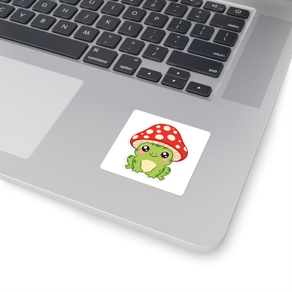 Kawaii Frog with Mushroom Hat Die-Cut Sticker