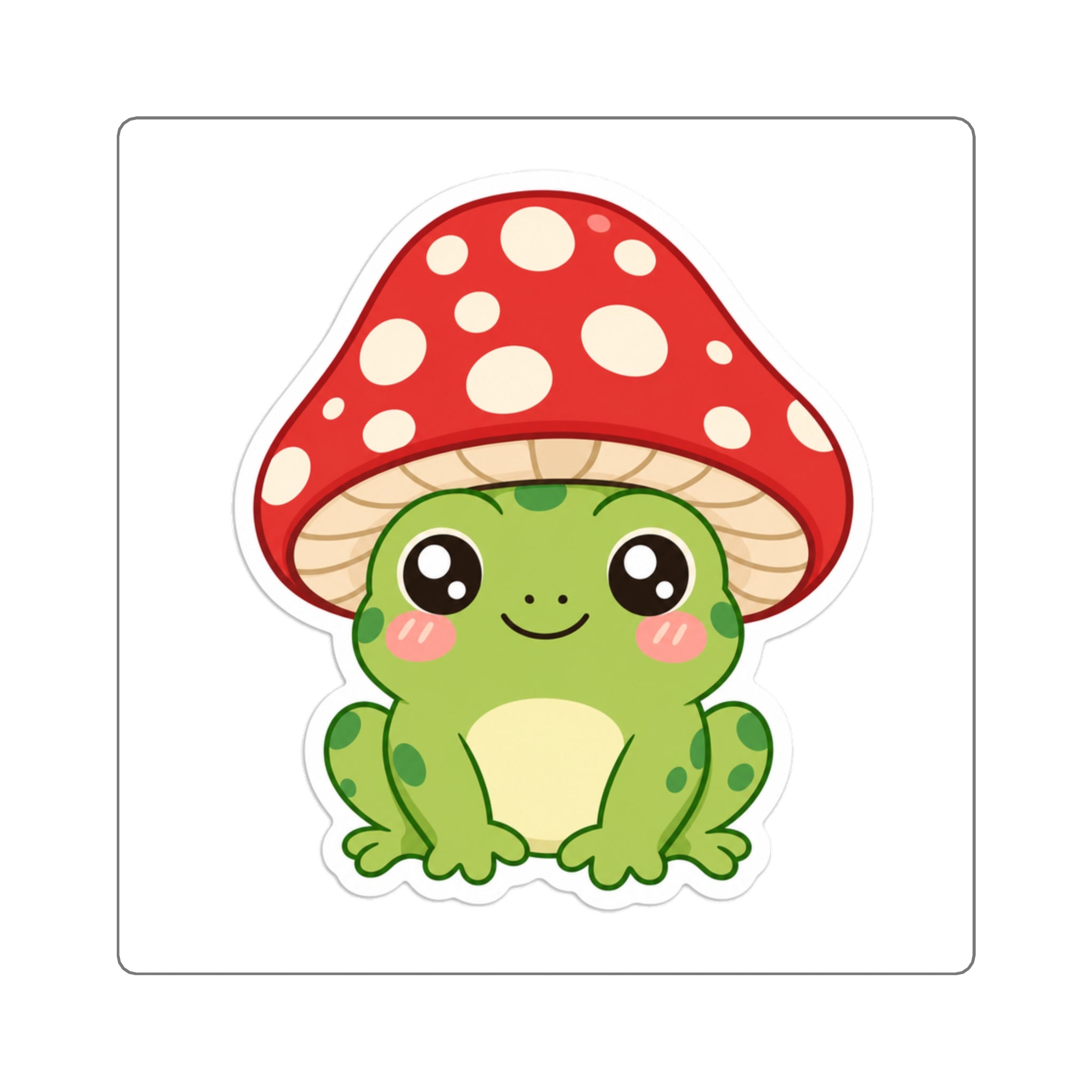 Kawaii Frog with Mushroom Hat Die-Cut Sticker