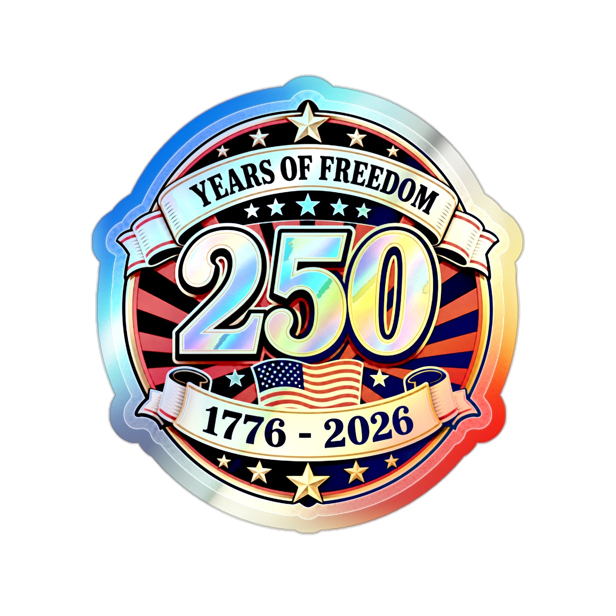 USA 250th Anniversary Patriotic Holographic Sticker