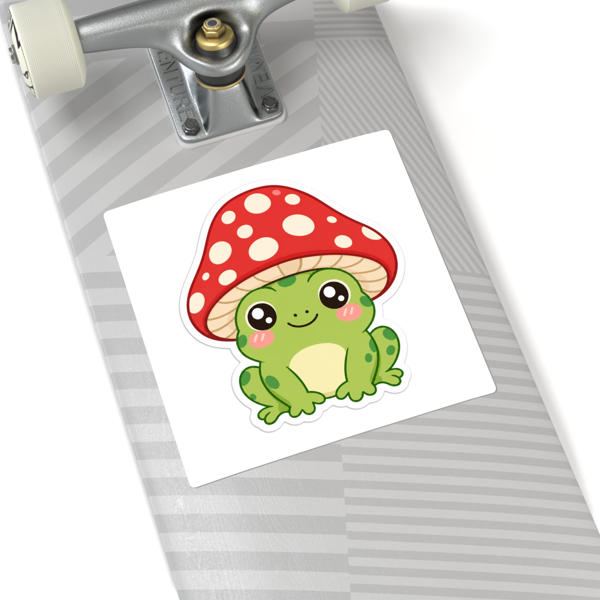 Kawaii Frog with Mushroom Hat Die-Cut Sticker