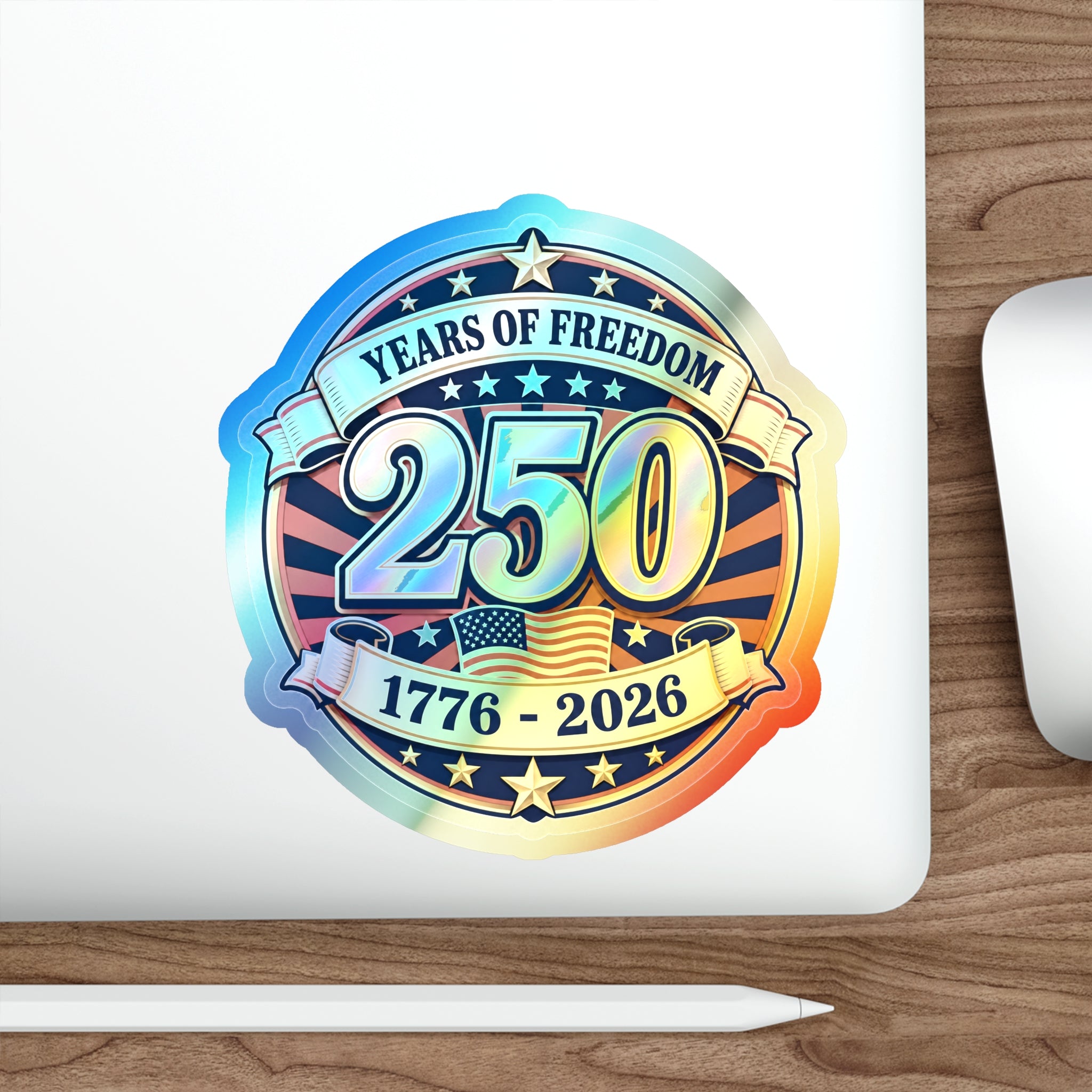 USA 250th Anniversary Patriotic Holographic Sticker