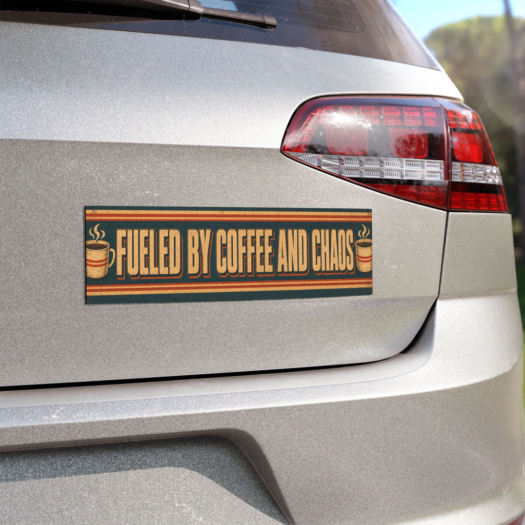 Fueled by Coffee & Chaos Retro Car Magnet