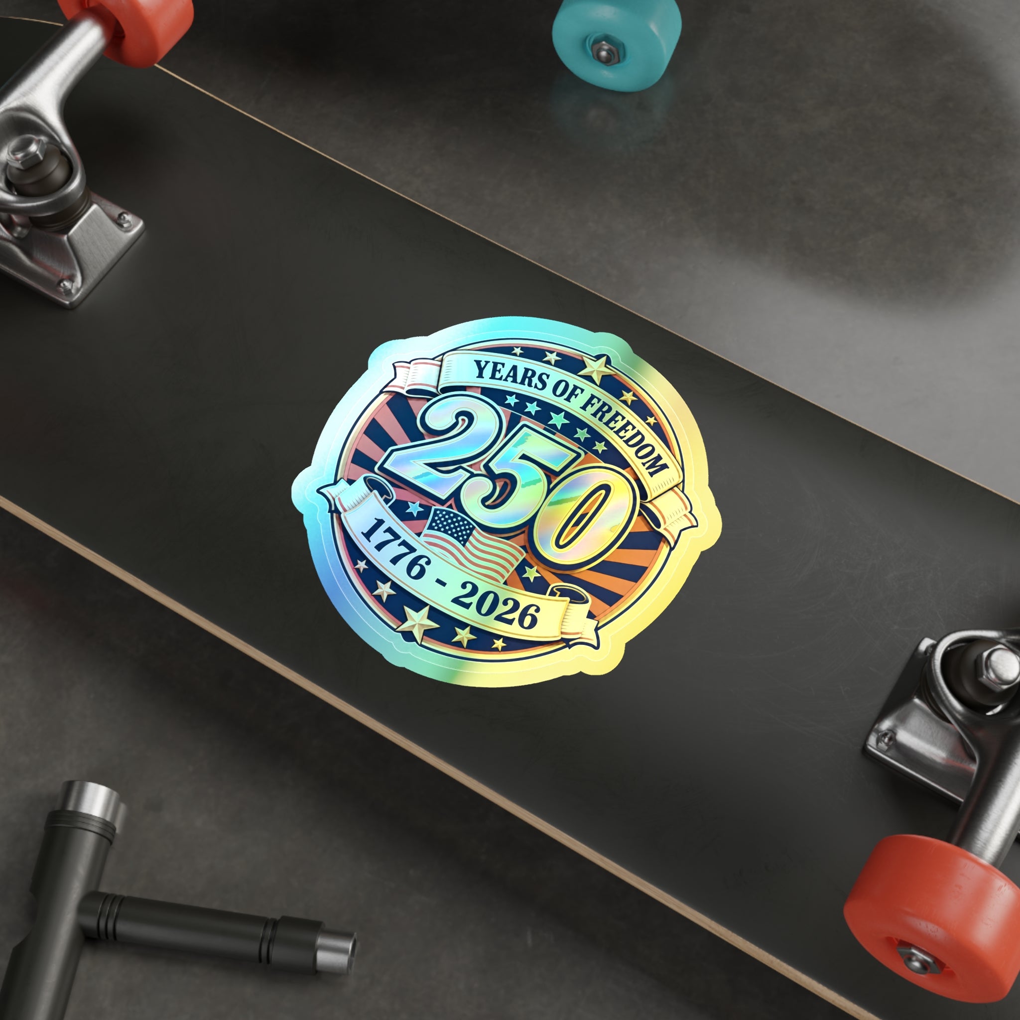 USA 250th Anniversary Patriotic Holographic Sticker