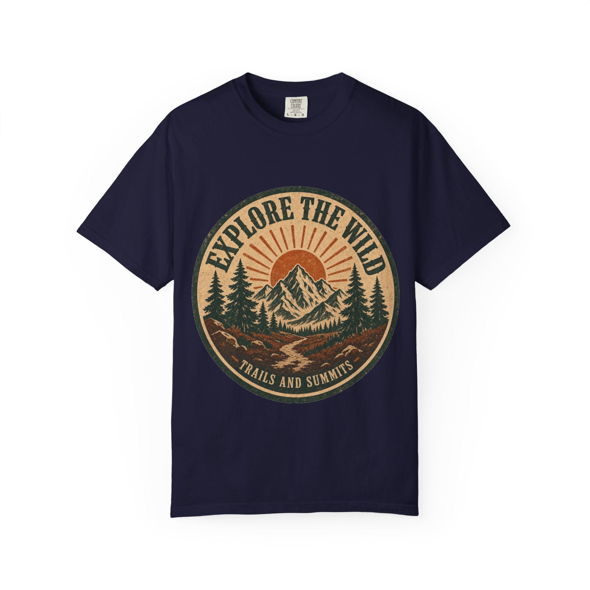 Vintage Mountain Hiking Shirt for Men – Explore the Wild Badge Tee