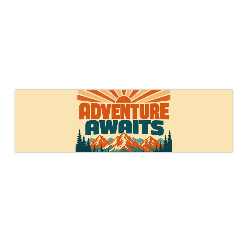 Retro Adventure Awaits Mountains Bumper Sticker
